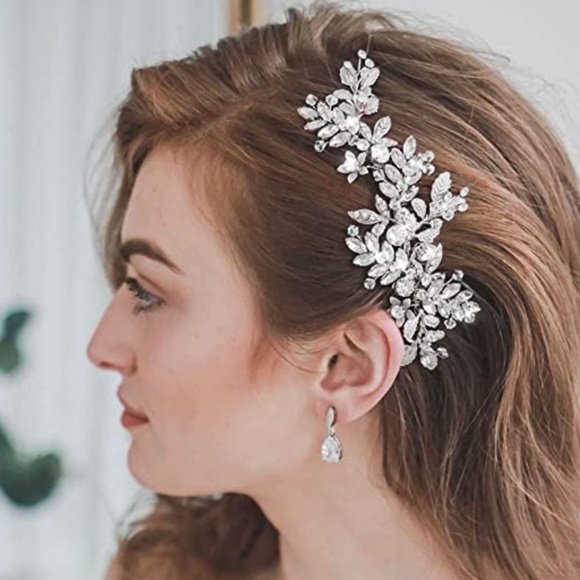 Rhinestone Wedding Hair Comb Leaf Bead Bride Headpieces Hair Clip Crystal Bridal main image 7
